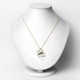 0.51 ct Genuine Emerald and White Zircon .925 Sterling Silver Necklace