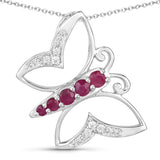 0.62 ct. Genuine Ruby and White Zircon .925 Sterling Silver Necklace