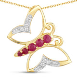0.62 ct. Genuine Ruby and White Zircon .925 Sterling Silver Necklace