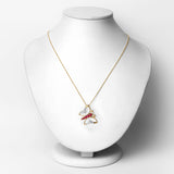 0.62 ct. Genuine Ruby and White Zircon .925 Sterling Silver Necklace