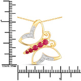0.62 ct. Genuine Ruby and White Zircon .925 Sterling Silver Necklace