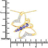 0.53 ct. Genuine Tanzanite and White Zircon .925 Sterling Silver Necklace