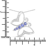 0.53 ct. Genuine Tanzanite and White Zircon .925 Sterling Silver Necklace