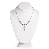 8.28 Carat Genuine Amethyst and Peridot .925 Sterling Silver Necklace