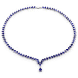 42.55 Carat Genuine Glass Filled Sapphire .925 Sterling Silver Necklace