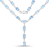 22.95 Carat Genuine Blue Topaz .925 Sterling Silver Necklace