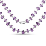 23.63 Carat Genuine Amethyst .925 Sterling Silver Necklace