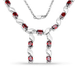7.65 Carat Genuine Garnet .925 Sterling Silver Necklace