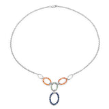 4.16 Carat Genuine Multi Sapphire .925 Sterling Silver Necklace