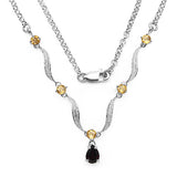 1.75 Carat Genuine Garnet & Citrine .925 Sterling Silver Necklace
