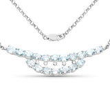 6.51 Carat Genuine Blue Topaz and White Topaz .925 Sterling Silver Necklace