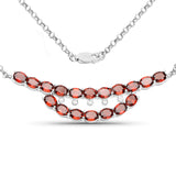 8.13 Carat Genuine Garnet and White Topaz .925 Sterling Silver Necklace