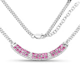 2.07 Carat Genuine Ruby and White Diamond .925 Sterling Silver Necklace