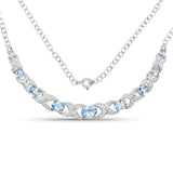 5.66 Carat Genuine Blue Topaz and White Topaz .925 Sterling Silver Necklace
