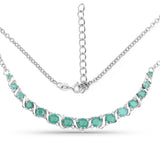 4.09 Carat Genuine Emerald and White Diamond .925 Sterling Silver Necklace
