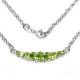 2.04 Carat Genuine Peridot & White Topaz .925 Sterling Silver Necklace