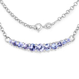 2.49 Carat Genuine Tanzanite and White Diamond .925 Sterling Silver Necklace