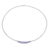 2.49 Carat Genuine Tanzanite and White Diamond .925 Sterling Silver Necklace