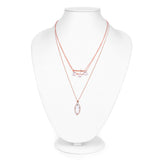 14K Rose Gold Plated 10.62 Carat Genuine Crystal Quartz & Rose Quartz .925 Sterling Silver Necklace