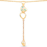 18K Yellow Gold Plated 0.09 Carat Genuine Emerald .925 Sterling Silver Necklace