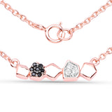 18K Rose Gold Plated 0.14 Carat Genuine Black Spinel and White Topaz .925 Sterling Silver Necklace