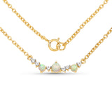 18K Yellow Gold Plated 0.34 Carat Genuine Ethiopian Opal & White Topaz .925 Sterling Silver Necklace