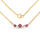 18K Yellow Gold Plated 0.51 Carat Genuine Ruby and White Topaz .925 Sterling Silver Necklace