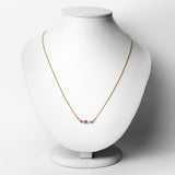 18K Yellow Gold Plated 0.51 Carat Genuine Ruby and White Topaz .925 Sterling Silver Necklace