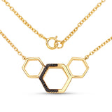 18K Yellow Gold Plated 0.12 Carat Genuine Black Spinel .925 Sterling Silver Necklace