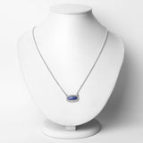2.41 Carat Genuine Blue Aventurine and White Topaz .925 Sterling Silver Necklace