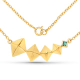 14K Yellow Gold Plated 0.10 Carat Genuine Emerald .925 Sterling Silver Necklace