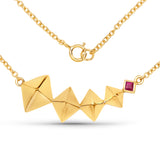 14K Yellow Gold Plated 0.12 Carat Genuine Ruby .925 Sterling Silver Necklace