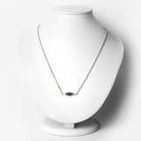 1.20 Carat Genuine Blue Aventurine and White Topaz .925 Sterling Silver Necklace