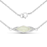 1.37 Carat Genuine Prehnite and White Topaz .925 Sterling Silver Necklace