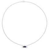 0.75 Carat Genuine Blue Aventurine and White Topaz .925 Sterling Silver Necklace