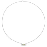 0.90 Carat Genuine Prehnite and White Topaz .925 Sterling Silver Necklace