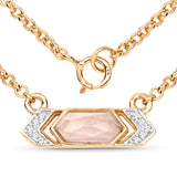 14K Yellow Gold Plated 0.85 Carat Genuine Rose Quartz and White Topaz .925 Sterling Silver Necklace
