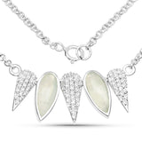 2.14 Carat Genuine Prehnite and White Topaz .925 Sterling Silver Necklace