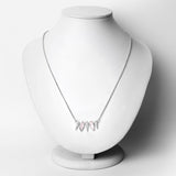 4.34 Carat Genuine Rose Quartz and White Topaz .925 Sterling Silver Necklace