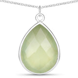 15.55 Carat Genuine Prehnite .925 Sterling Silver Necklace