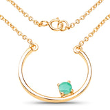 18K Yellow Gold Plated 0.23 Carat Genuine Emerald .925 Sterling Silver Necklace