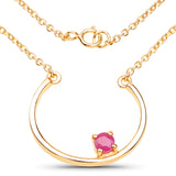 18K Yellow Gold Plated 0.30 carat Genuine Ruby .925 Sterling Silver Necklace