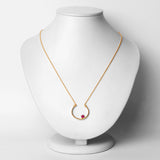 18K Yellow Gold Plated 0.30 carat Genuine Ruby .925 Sterling Silver Necklace