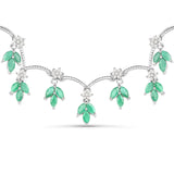 9.75 Carat Genuine Emerald and White Diamond .925 Sterling Silver Necklace