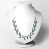 9.75 Carat Genuine Emerald and White Diamond .925 Sterling Silver Necklace