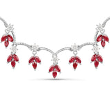 12.27 Carat Genuine Glass Filled Ruby and White Diamond .925 Sterling Silver Necklace