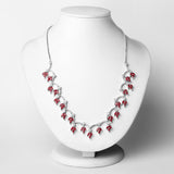 12.27 Carat Genuine Glass Filled Ruby and White Diamond .925 Sterling Silver Necklace