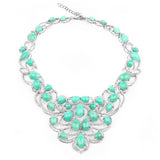 110.54 Carat Genuine Emerald and White Diamond .925 Sterling Silver Necklace