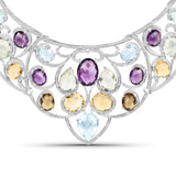 101.63 Carat Genuine Multi Stones .925 Sterling Silver Necklace