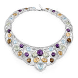 101.63 Carat Genuine Multi Stones .925 Sterling Silver Necklace